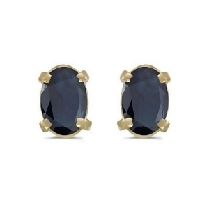 Oval Sapphire Stud Earrings in 14k Yellow Gold 1.20 cttw - All