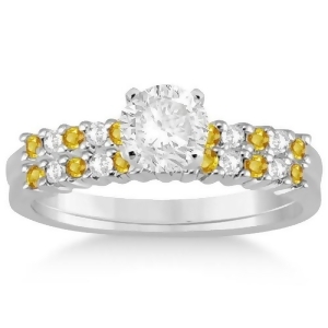 Diamond and Yellow Sapphire Bridal Set Platinum 0.35ct - All