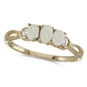 Oval Opal and Diamond Three Stone Ring 14k Yellow Gold 0.65ctw - All