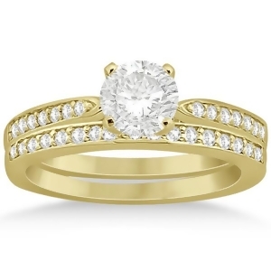 Petite Half-Eternity Diamond Bridal Set in 14k Yellow Gold 0.31ct - All