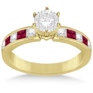 Channel Ruby and Diamond Engagement Ring 18k Yellow Gold 0.60ct - All
