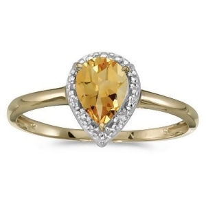 Pear Shape Citrine and Diamond Cocktail Ring 14k Yellow Gold - All