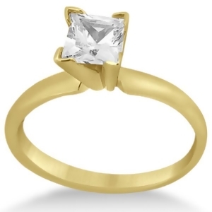 14K Yellow Gold Solitaire Engagement Ring Princess Cut Diamond Setting - All
