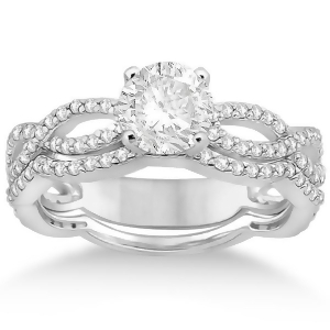Infinity Diamond Engagement Ring with Band 14k White Gold 0.65ct - All