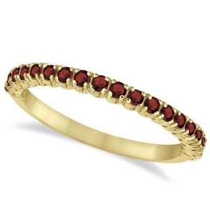 Half-eternity Pave-Set Thin Garnet Stack Ring 14k Yellow Gold 0.65ct - All