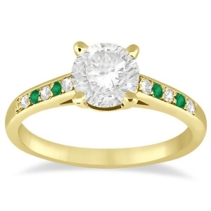 Cathedral Emerald and Diamond Engagement Ring 18k Yellow Gold 0.20ct - All