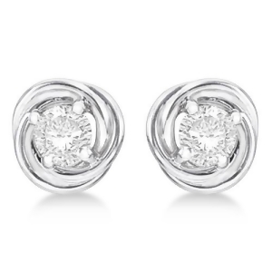 Diamond Love Knot Stud Earrings 14k White Gold 0.50ct - All