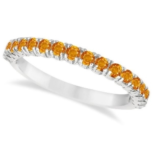 Half-eternity Pave-Set Citrine Stacking Ring 14k White Gold 0.95ct - All