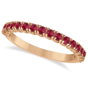 Half-eternity Pave-set Ruby Stacking Ring 14k Rose Gold 0.95ct - All