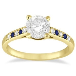 Cathedral Sapphire and Diamond Engagement Ring 14k Yellow Gold 0.20ct - All