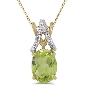 Peridot and Diamond Solitaire Pendant 14k Yellow Gold 1.40tcw - All