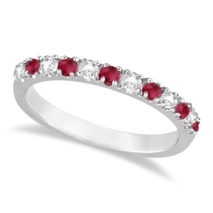 Diamond and Ruby Ring Guard Anniversary Band 14K White Gold 0.37ct - All