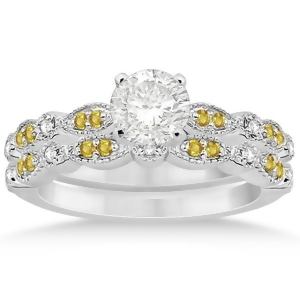Yellow Sapphire and Diamond Marquise Bridal Set Palladium 0.49ct - All