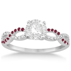 Infinity Diamond and Ruby Gemstone Engagement Ring 14K White Gold 0.21ct - All