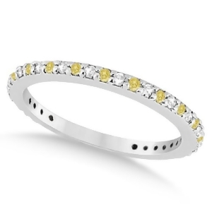 Eternity White and Yellow Diamond Wedding Band in 14K White Gold 0.54ct - All
