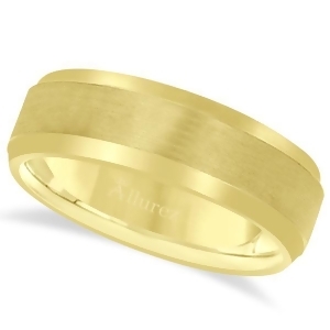 Comfort-fit Carved Wedding Band in 18k Yellow Gold 7mm - All