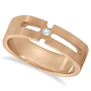 Contemporary Solitaire Diamond Ring For Men 14kt Rose Gold 0.05ct - All