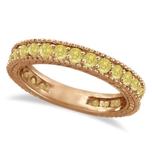 Fancy Yellow Canary Diamond Eternity Ring Band 14k Rose Gold 1.00ct - All