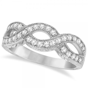Twisted Diamond Infinity Ring 14k White Gold with Milgrain 0.50ct - All
