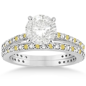 Bridal Ring Set with White and Yellow Diamonds in 14K White Gold 1.06ct - All