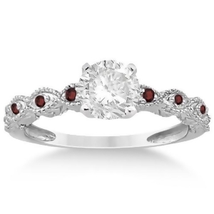 Vintage Marquise Garnet Engagement Ring 18k White Gold 0.18ct - All