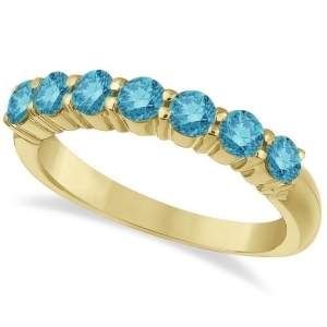 Seven-stone Fancy Blue Diamond Ring Band 14k Yellow Gold 1.00ct - All