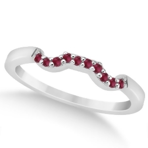 Pave Set Ruby Contour Style Wedding Band 14k White Gold 0.15ct - All