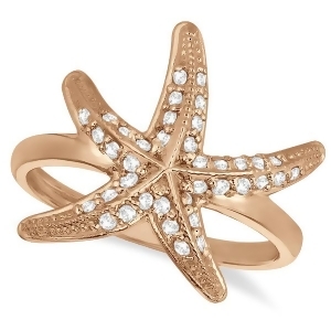 Diamond Starfish Ring 14k Rose Gold 0.34ct - All