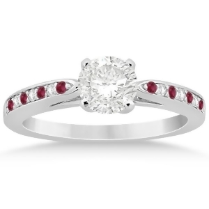Cathedral Diamond and Ruby Engagement Ring Palladium 0.22ct - All
