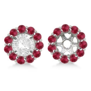 Round Ruby Earring Jackets for 8mm Studs 14K White Gold 1.44ct - All