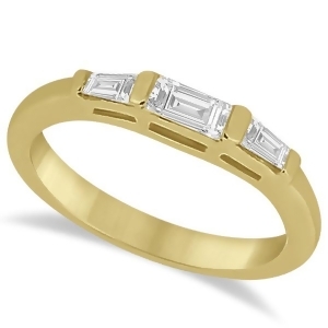 Three Stone Baguette Diamond Wedding Ring in 14K Yellow Gold 0.40ct - All