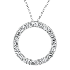 Diamond Circle Pendant Necklace in 14k White Gold 0.53 ctw - All