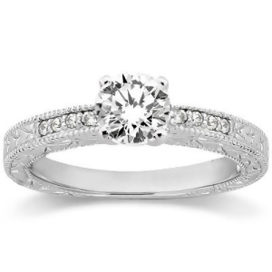 0.20Ct Antique Style Diamond Accented Engagement Ring Setting Platinum - All