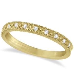Milgrain Style Pave Set Diamond Ring in 14k Yellow Gold 0.10 ct - All