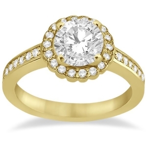 Modern Flower Halo Diamond Engagement Ring 14k Yellow Gold 0.29ct - All