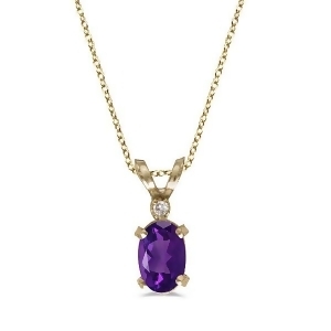 Amethyst and Diamond Solitaire Filagree Pendant 14K Yellow Gold 0.45ct - All