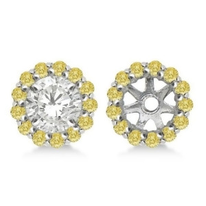 Round Yellow Diamond Earring Jackets for 4mm Studs 14K W. Gold 0.35ct - All