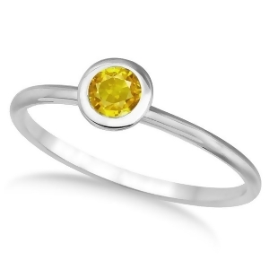 Yellow Sapphire Bezel-Set Solitaire Ring in 14k White Gold 0.65ct - All