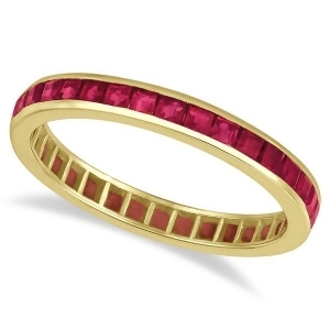 Princess-cut Ruby Eternity Ring Band 14k Yellow Gold 1.20ct - All