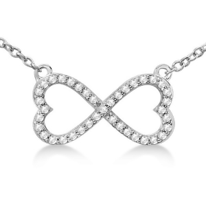 Pave Infinity Heart Diamond Pendant Necklace 14k White Gold 0.39ct - All