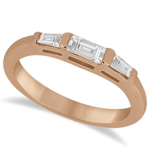 Three Stone Baguette Diamond Wedding Ring in 18K Rose Gold 0.40ct - All