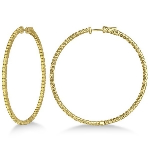 X-large Yellow Canary Diamond Hoop Earrings 14k Yellow Gold 3.00ct - All