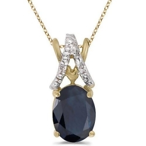 Blue Sapphire and Diamond Solitaire Pendant 14k Yellow Gold 1.40tcw - All