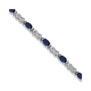 Oval Blue Sapphire Love Knot Link Bracelet 14k White Gold 5.50ct - All