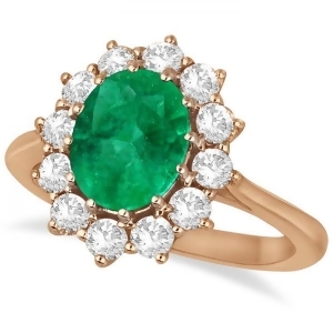Oval Emerald and Diamond Ring 14k Rose Gold 3.60ctw - All