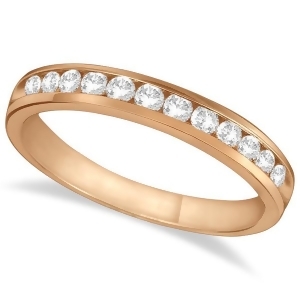 Channel-set Diamond Anniversary Ring Band 14k Rose Gold 0.40ct - All