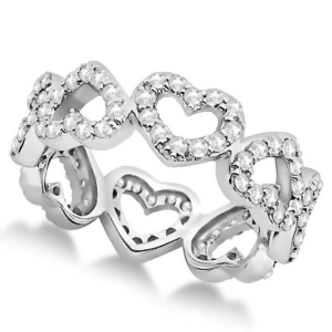 Eternity Interlocking Hearts Diamond Ring 18k White Gold 1.00ct - All