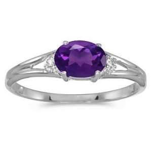 Oval Amethyst and Diamond Right-Hand Ring 14K White Gold 0.45ct - All