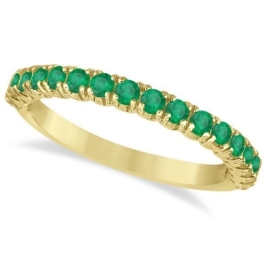 Half-eternity Pave-set Emerald Stacking Ring 14k Yellow Gold 0.95ct - All