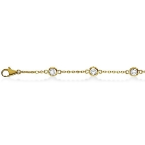 Diamond Anklet Bracelet Bezel Set 14K Yellow Gold 0.50ct - All